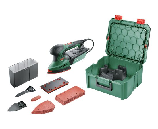 Bosch multi-sander PSM 200 AES + 29-piece accessory set (green/black, 200 watts, SystemBox)