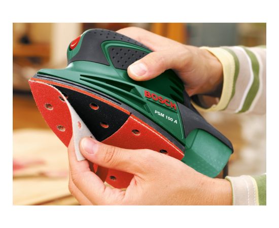 Bosch multi-sander PSM 200 AES + 29-piece accessory set (green/black, 200 watts, SystemBox)