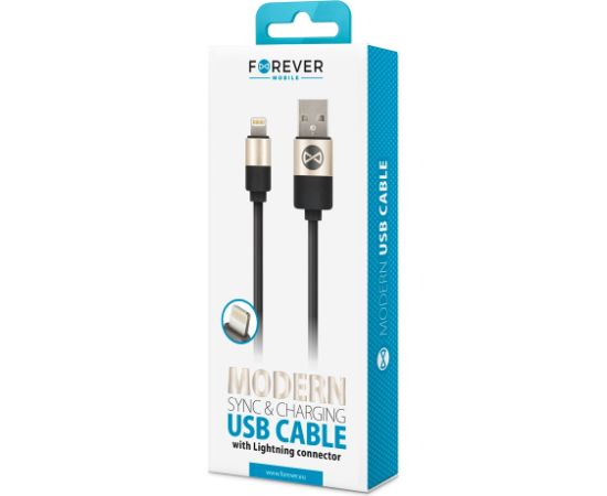 Forever Modern kabelis USB - Lightning 1,0 m 2A melns