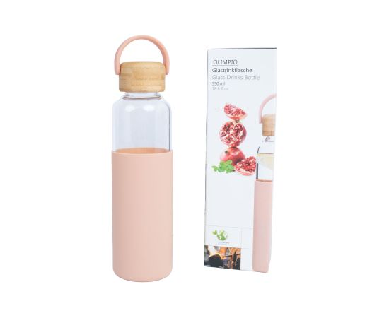 Drinking bottle GLASS H22,5cm 550ml, glass, bamboo cap