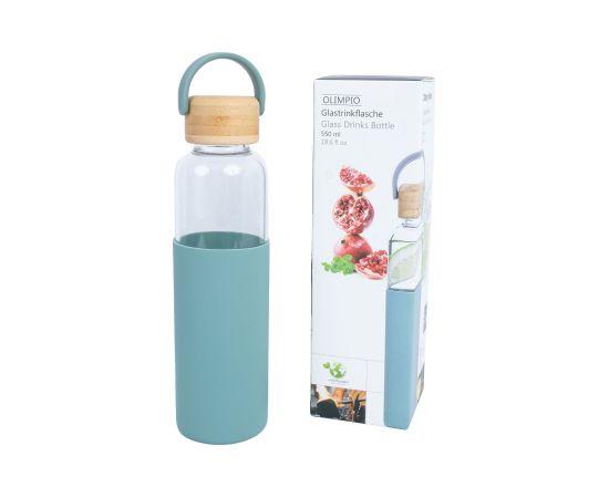 Drinking bottle GLASS H22,5cm 550ml, glass, bamboo cap