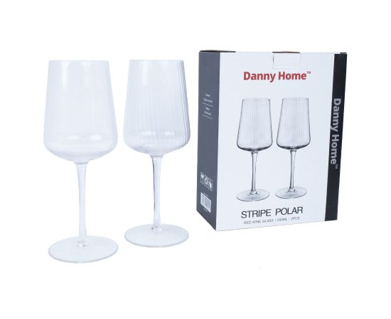 Wine goblets 2pcs STRIPE POLAR H23,7cm 550ml, transparent glass