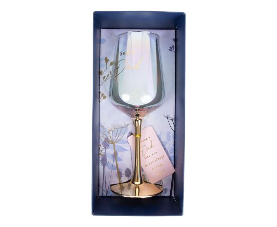 Wine goblet FLOW "Super Dad" H21,2cm 450ml, transparent glass, blue box