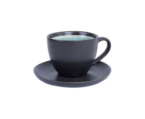 Cup/saucer RITA 300ml, black/blue