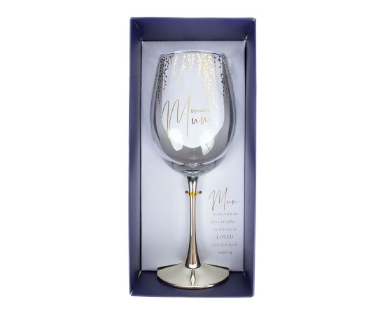 Wine goblet FLOW "Beautiful Mum" H23,7cm 450ml, transparent glass, blue box