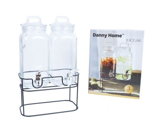 Glass jar TWIN 2x2,3L, with a stand