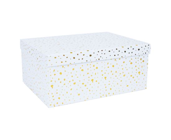 Box DIANA-2, with a lid 35x27xH15,7cm, white/gold