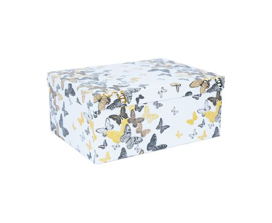 Box DIANA-7, with a lid 25x18xH10,5cm, white/butterfly