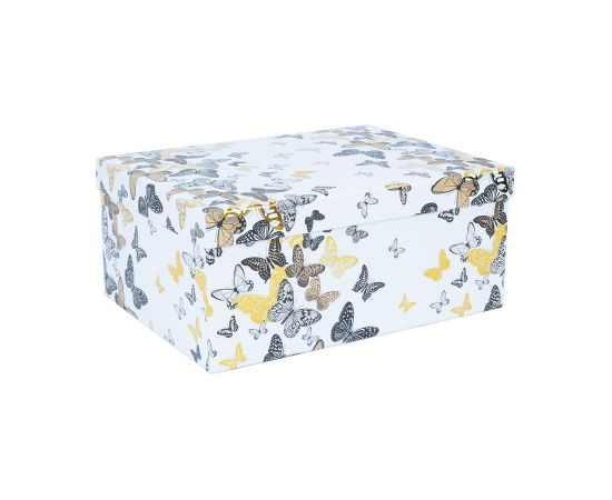 Box DIANA-5, with a lid 29x22xH12,5cm, white/butterfly