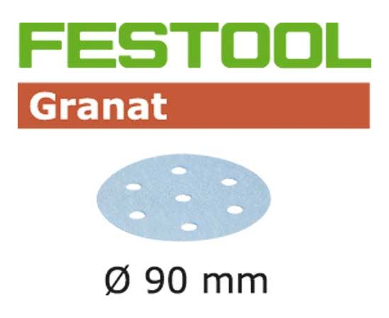 Festool Rotējošajām slīpmašīnām paredzētā smilšpapīra loksnes Granat; 90 mm; P80; 50 gab.