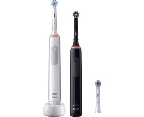 Szczoteczka Oral-B Szczoteczka rotacyjna Pro 3 3900 Duo 2 szt. White/Black + dodatkowa końcówka