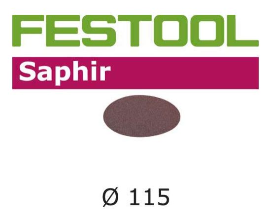 Festool Rotējošajām slīpmašīnām paredzētā smilšpapīra loksnes Saphir; 115 mm; P50; 25 gab.