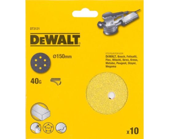 Smilšpapīrs DeWalt DT3128-QZ; 150 mm; K320; 10 gab.