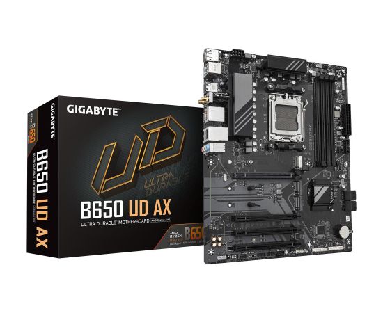 Mainboard GIGABYTE AMD B650 SAM5 ATX Memory DDR5 Memory slots 4 1xPCI-Express 16x 3xPCI-Express 3.0 16x 3xM.2 1xHDMI 1xDisplayPort 6xUSB 2.0 2xUSB 3.2 1xUSB-C 1xRJ45 3xAudio port B650UDAX1.0Y1