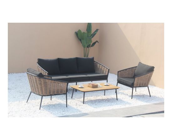 Ramiz Duży Zestaw Mebli Ogrodowych Aluminiowe Sofa + Dwa Fotele + Stolik