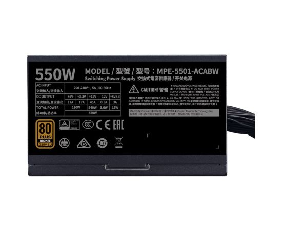 Cooler Master MWE 550 Bronze 230V V2 power supply unit 550 W 24-pin ATX ATX Black