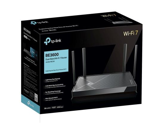 Wireless Router TP-LINK Wireless Router 3600 Mbps Wi-Fi 7 USB 3.0 3x10/100/1000M 1x2.5GbE LAN \ WAN ports 1 Number of antennas 4 ARCHERBE230