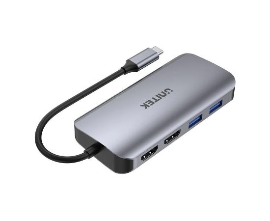 UNITEK ACTIVE HUB USB-C 2X HDMI,SD,4K,RJ45,PD 100W