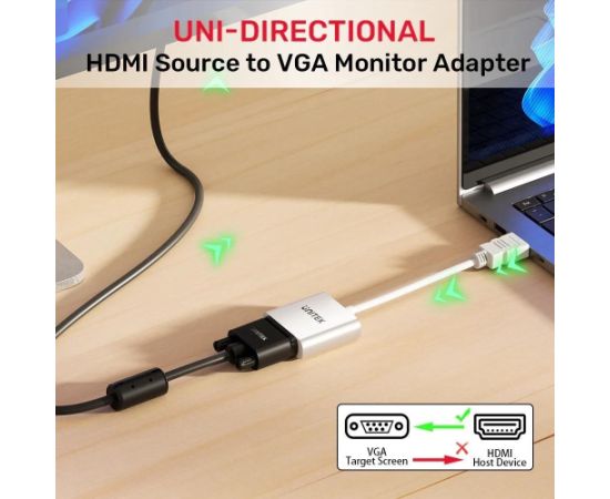 UNITEK ADAPTER HDMI - VGA, FULLHD 60HZ, WHT, M/F