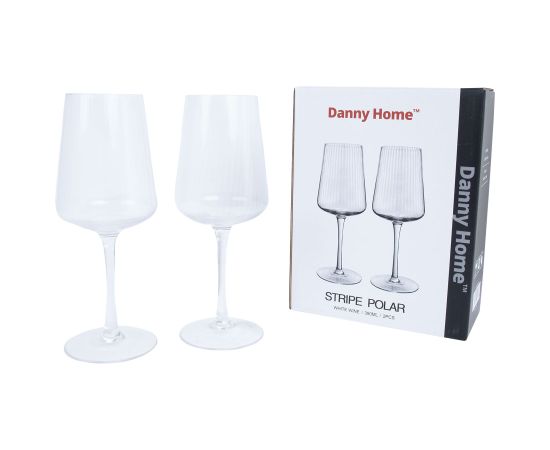 Wine goblets 2pcs STRIPE POLAR H21,7cm 390ml, transparent glass