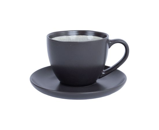 Cup/saucer RITA 300ml, black/grey