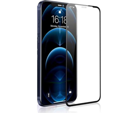 Fusion ceramic glass 9D aizsargstikls pilnam ekrānam Apple iPhone 16 Pro Max melns