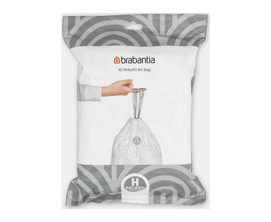 BRABANTIA maisiņi H 50-60L (iepak. 40gab.), balts - 138744