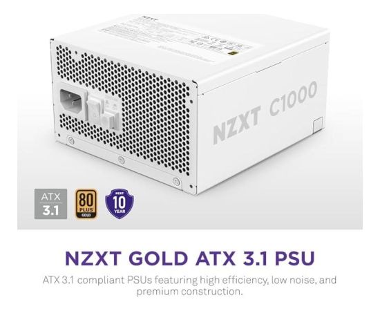 Power Supply NZXT PA-0G2BW-EU 1000 Watts Efficiency 80 PLUS GOLD MTBF 100000 hours PA-0G2BW-EU