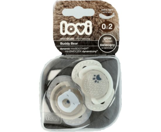 LOVI dynamic soother silicone Buddy Bear 0-2 m. 2 vnt. 22/862