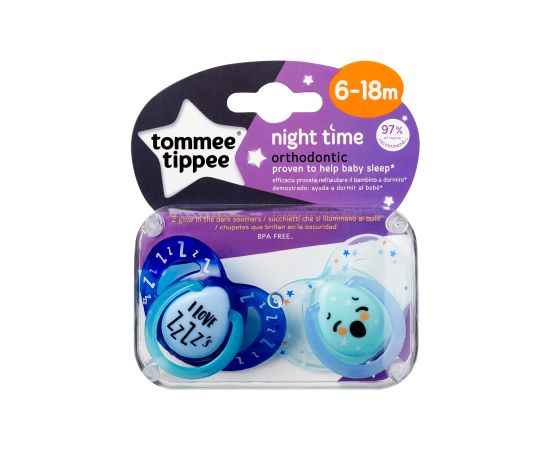 Tommee Tippee soother silicone 2pcs 6-18m Night 43336299