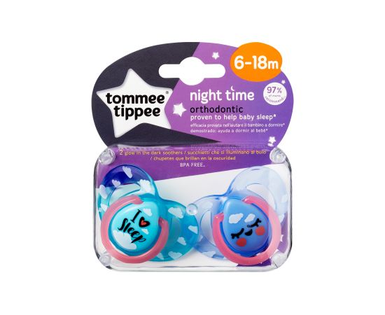 Tommee Tippee soother silicone 2pcs 6-18m Night 43336299