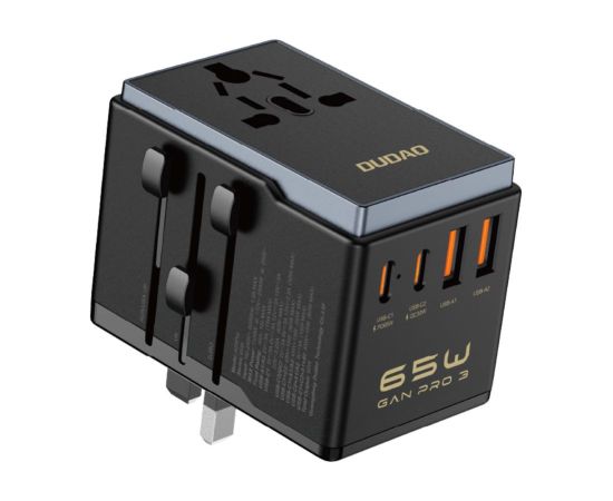 Dudao   Dudao A65Pro 65W EU / US / JP / AUS / UK travel adapter 2x USB-C 2x USB-A - black