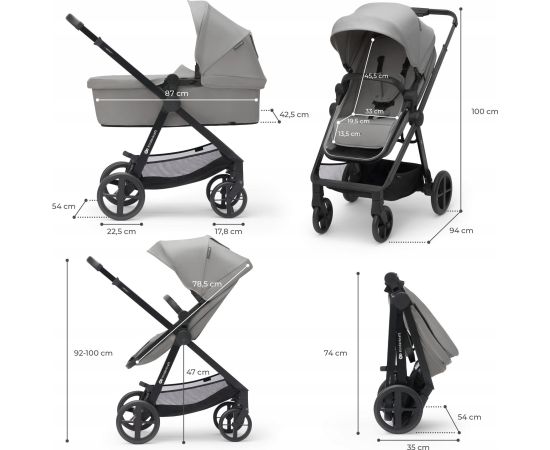 МНОГОФУНКЦИОНАЛЬНАЯ КОЛЯСКА KINDERKRADFT NEWLY 3В1 СЕРАЯ