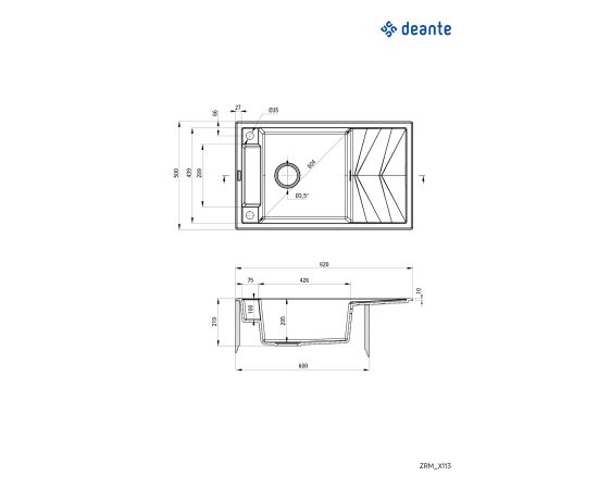 Deante Magnetic ZRM_A113, granīts, 82 cm x 50 cm x 20.5 cm Virtuves izlietne