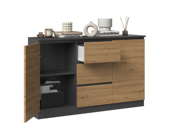 Top E Shop 2D3S chest of drawers 120x30x75 cm, anthracite/artisan