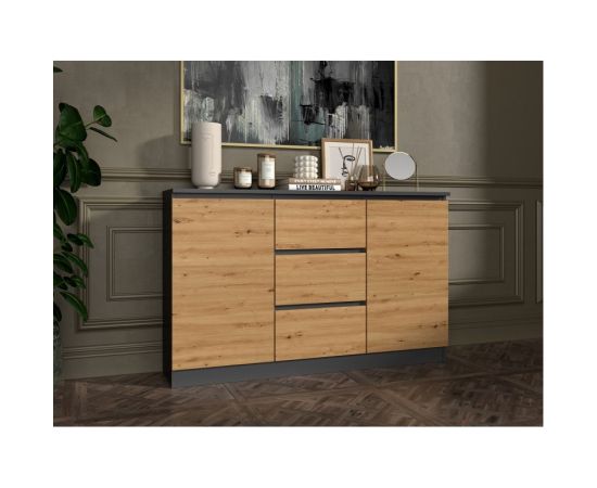 Top E Shop 2D3S chest of drawers 120x30x75 cm, anthracite/artisan