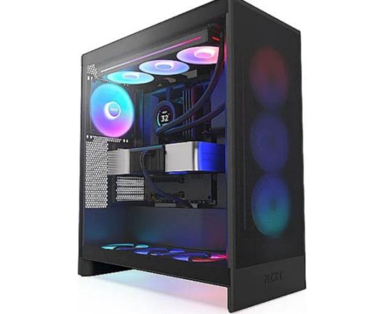 Case NZXT H7 Flow RGB MidiTower ATX EATX MicroATX MiniITX Colour Black CM-H72FB-R1