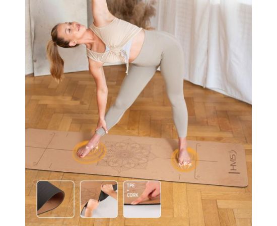 Jogas paklājiņš korķa pārklājums YM11 YOGA MAT TPE CORK HMS