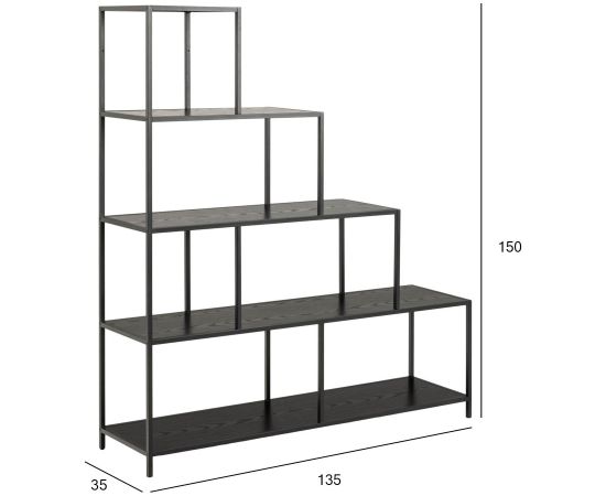 Shelf SEAFORD 135x35xH150cm, black