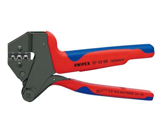 KNIPEX Crimping system pliers 97 43 66 EVO, crimping pliers (red/blue, for MC4 EVO 2 solar connectors)