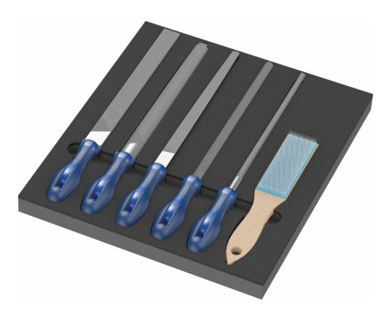 Wera 9783 foam insert PFERD file set 1, 6 pieces (black/grey, in foam insert for workshop trolley)