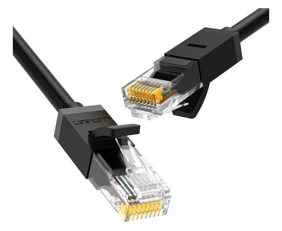 UGREEN NW102 Сетевой кабель Ethernet RJ45 закругленный, Cat.6, UTP, 15 м (черный)