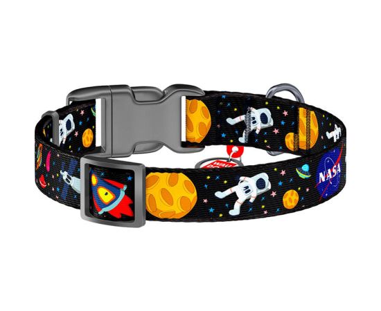 Nylon dog collar with QR code Waudog "NASA" size XL