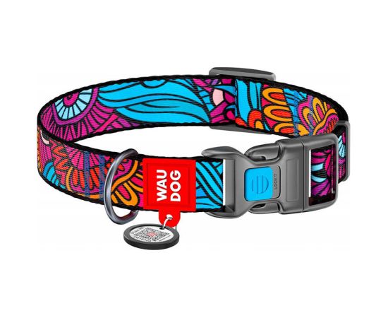 Nylon dog collar with QR code Waudog "Summer" size XL