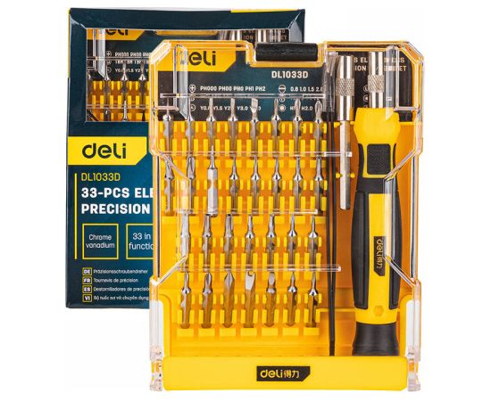 Precision Screwdriver set 33 pcs Deli Tools EDL1033D