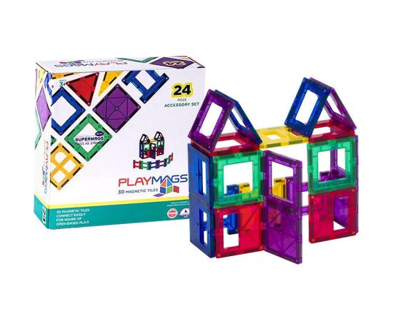 Magnetic tiles 3D Playmags 162 - 24 pcs set