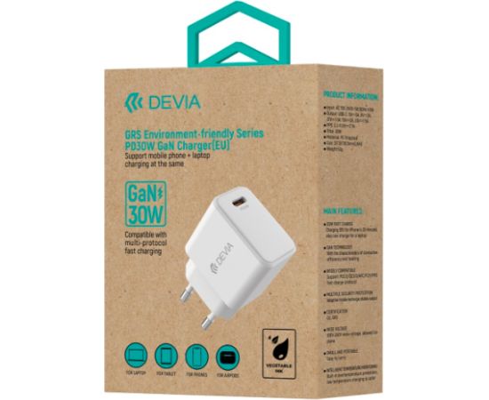 Devia GRS EA457 GaN PD 30W Tīkla Lādētājs USB-C