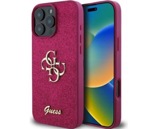 Guess Fixed Glitter Big 4G Case Aizsargapvalks Priekš Apple iPhone 16 Pro Max