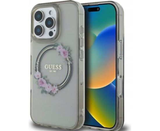 Guess IML Flowers Wreath MagSafe Case Aizsargapvalks Priekš Apple iPhone 16