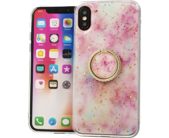 Fusion Marble Ring Back Case Silikona Aizsargapvalks Priekš Apple iPhone 11 Rozā